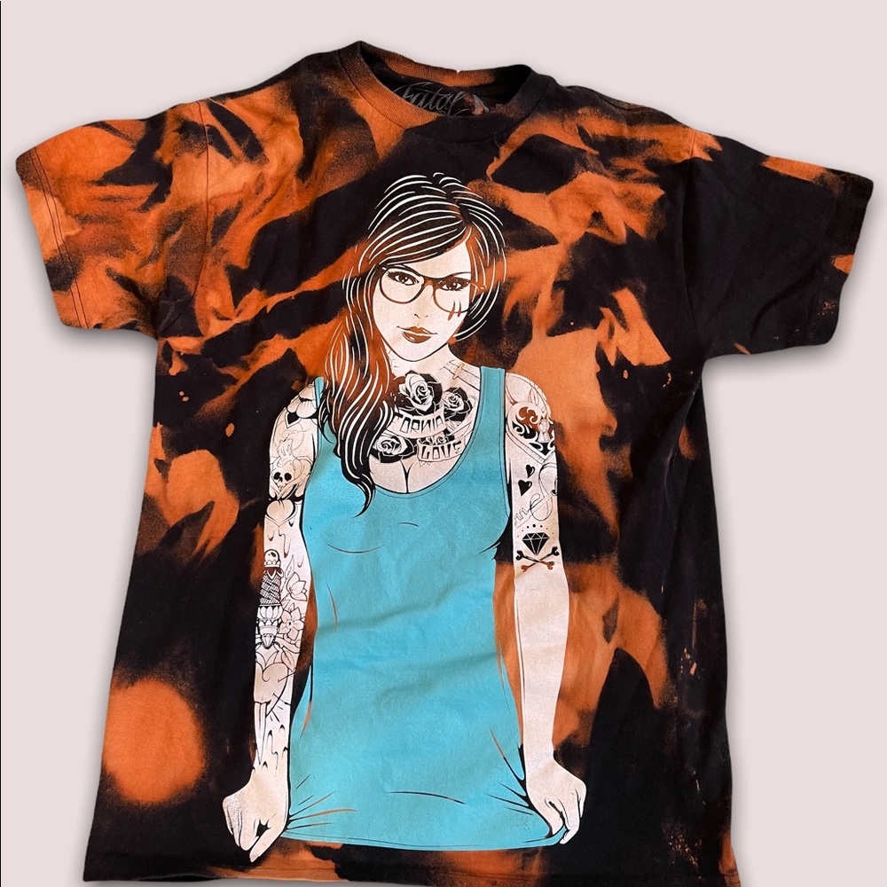 Fatal Clothing Bleach Dyed Tee Size Medium